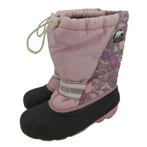 Sorel Womens 7 Cub NY1799-636 Pink Gray Floral Flower Felt Lined Winter Boots